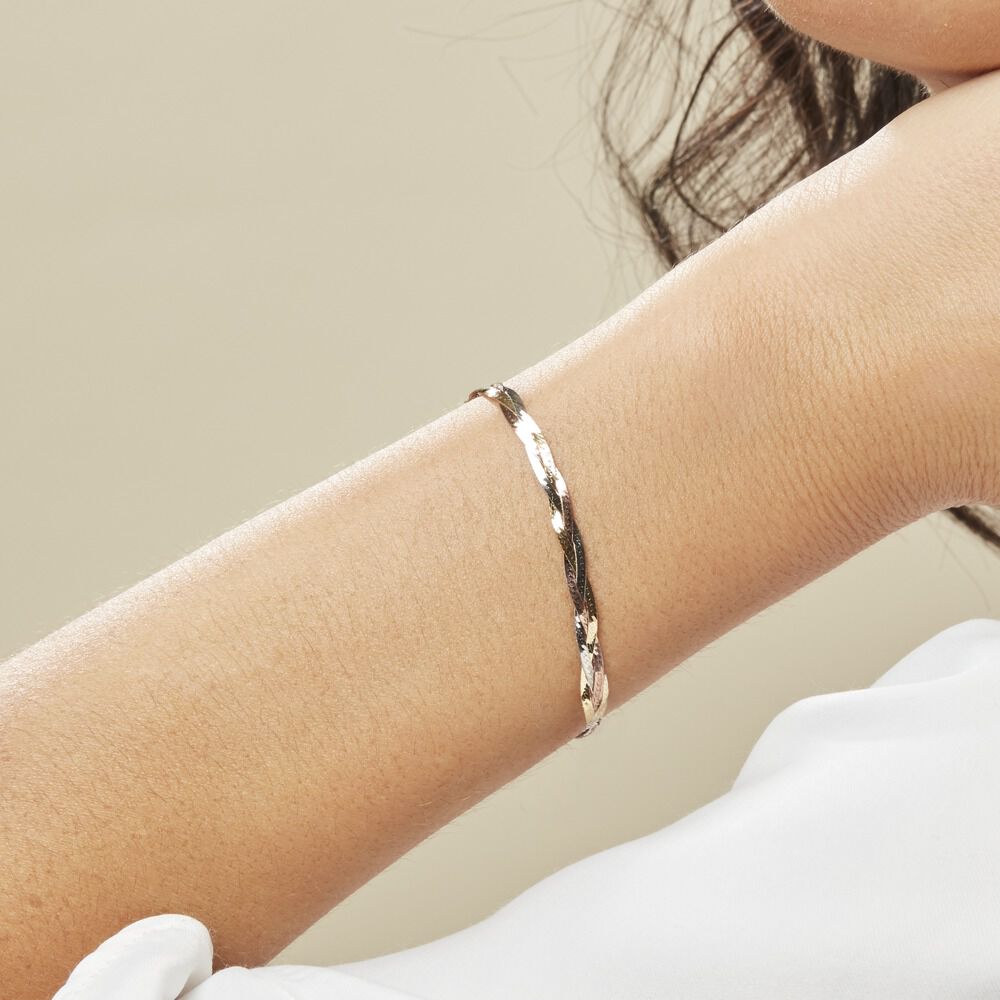 Bracelet Jasmin Tresse Or Tricolore - Bracelets Tressés Femme | Marc Orian
