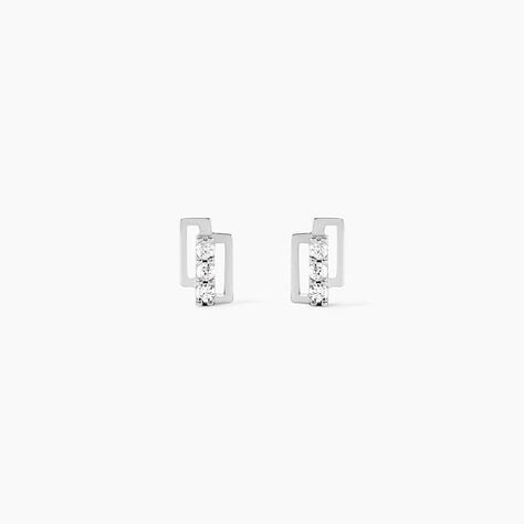 Boucles D'oreilles Puces Eoin Or Blanc Oxyde De Zirconium - Puces Femme | Marc Orian