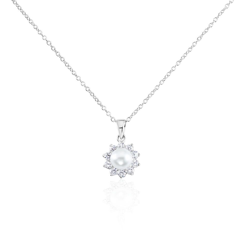 Collier Argent Blanc Cheri Perle De Culture Oxydes De Zirconium - Colliers avec pierres Femme | Marc Orian