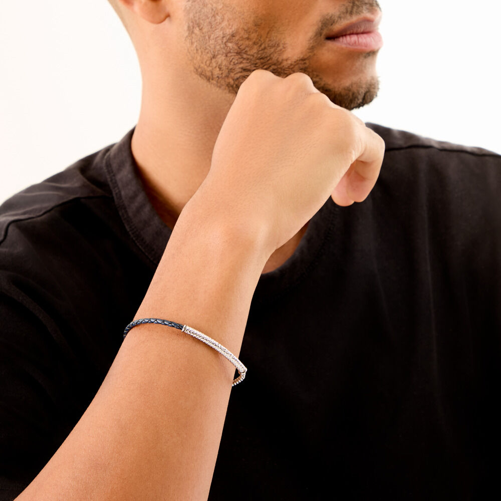 Bracelet Cuir De Vache Bleu - Bracelets cuir Homme | Marc Orian