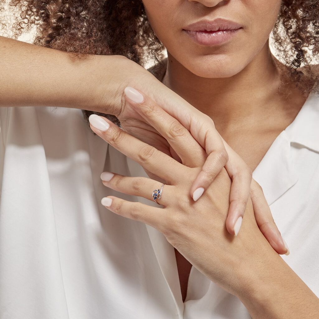 Bague Petale Or Blanc Saphir Et Diamant - Bagues fiançailles Femme | Marc Orian