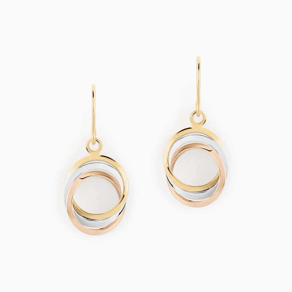 Boucles D'oreilles Pendantes Berangere Triple Cercles Or Tricolore - Pendantes Femme | Marc Orian