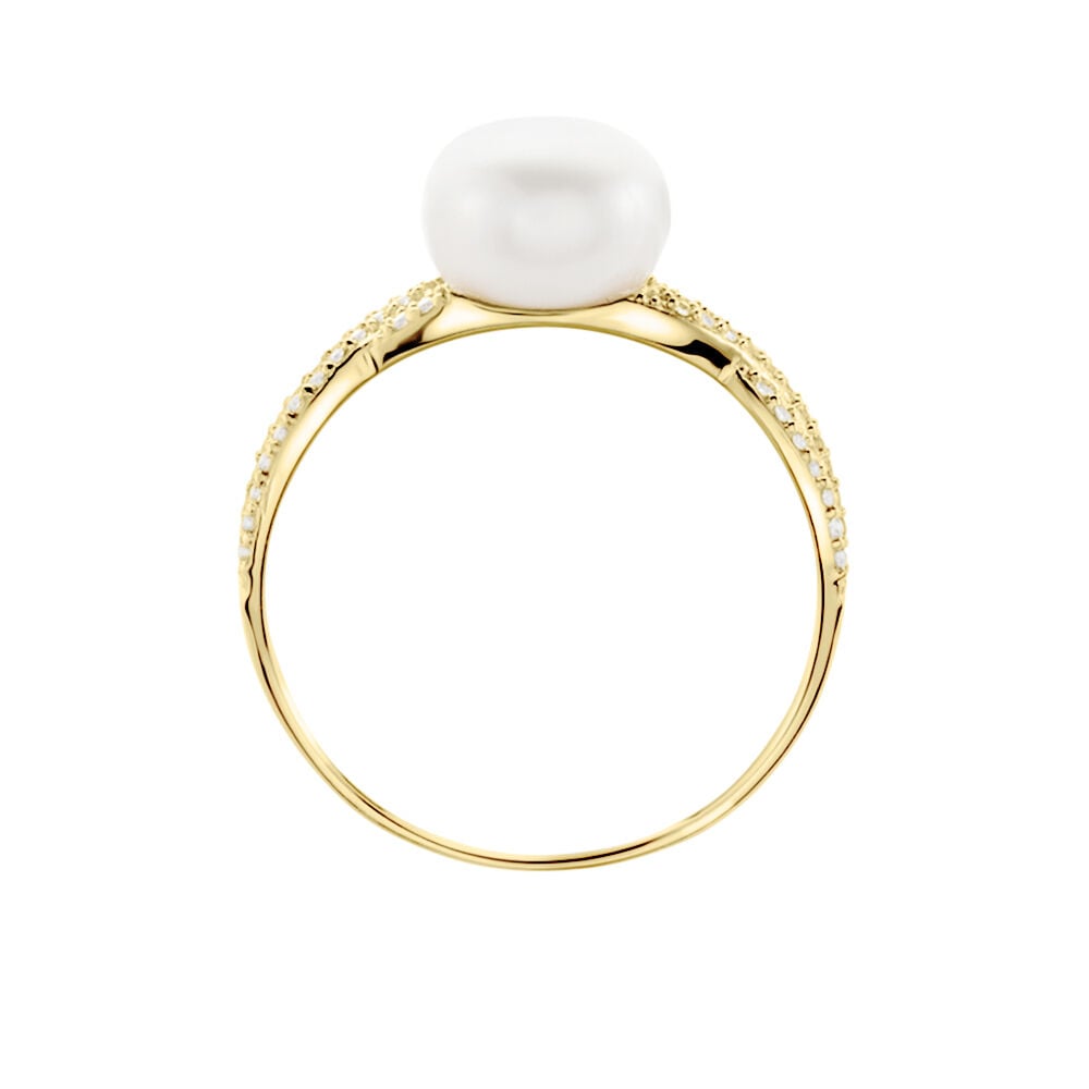 Bague Maria-theresa Or Jaune Perle De Culture Et Oxyde De Zirconium - Bagues vintage Femme | Marc Orian