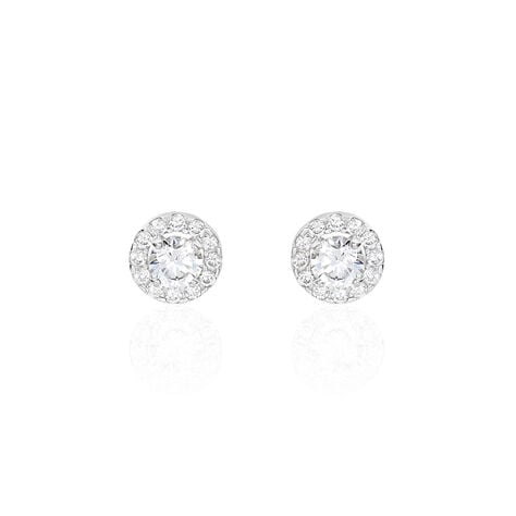 Boucles D'oreilles Puces Rosalie Or Blanc Oxyde De Zirconium - Puces Femme | Marc Orian