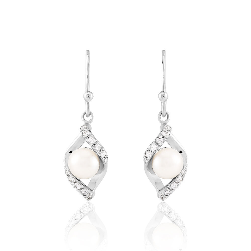 Boucles D'oreilles Pendantes Laurene Argent  Perle De Culture Et Oxyde - Pendantes Femme | Marc Orian