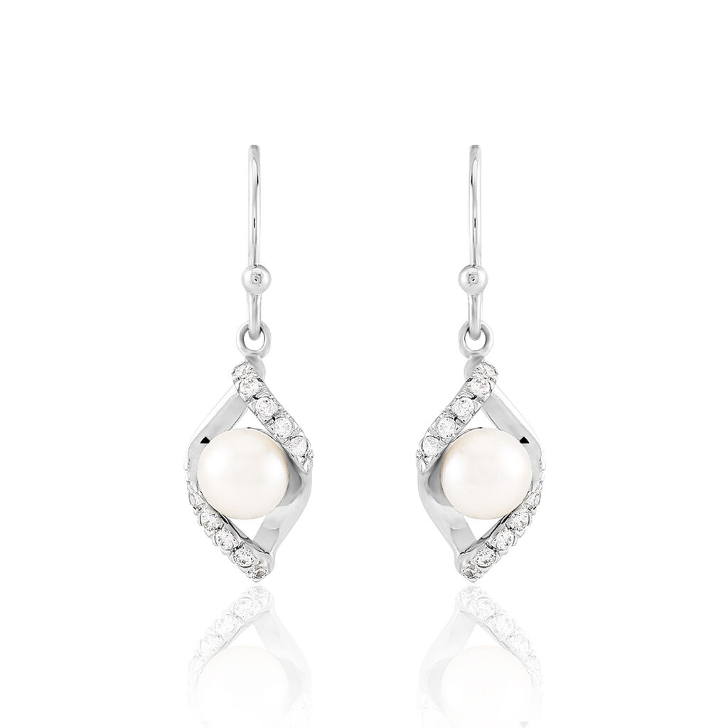 Boucles D'oreilles Pendantes Laurene Argent  Perle De Culture Et Oxyde - Pendantes Femme | Marc Orian