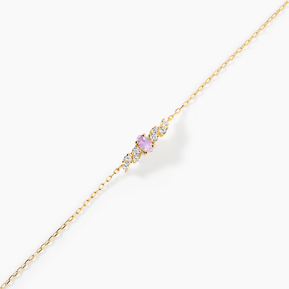 Bracelet Celeste Or Jaune Am&eacute;thyste Oxyde De Zirconium - Bracelets cha&icirc;nes Femme | Marc Orian