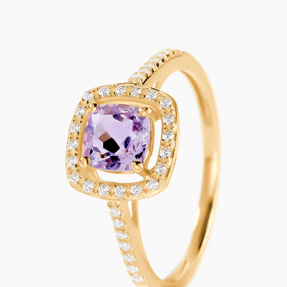 Bague Adrienna Or Jaune Am&eacute;thyste Oxyde De Zirconium - Bagues pierres fines Femme | Marc Orian