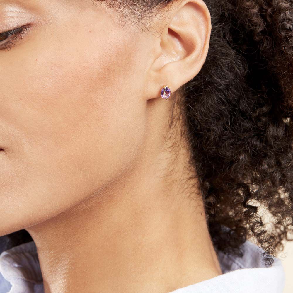 Boucles D'oreilles Puces Or Jaune Prudencia Améthystes - Puces Femme | Marc Orian