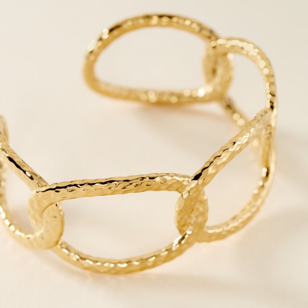 Bracelet Manchette Lorri Acier Doré - Bracelets Anneaux Entrelaces Femme | Marc Orian