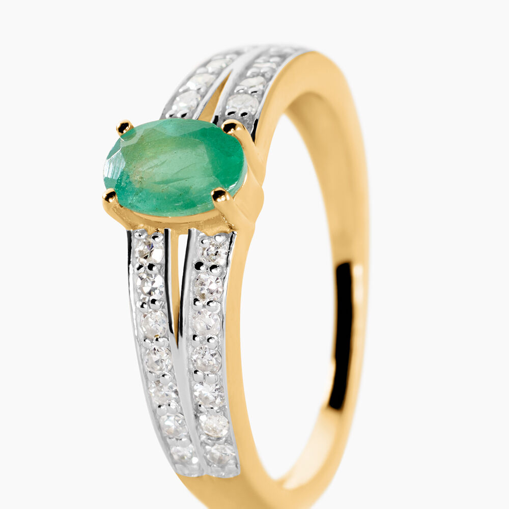 Bague Carlton Or Jaune Emeraude Diamant - Bagues vintage Femme | Marc Orian