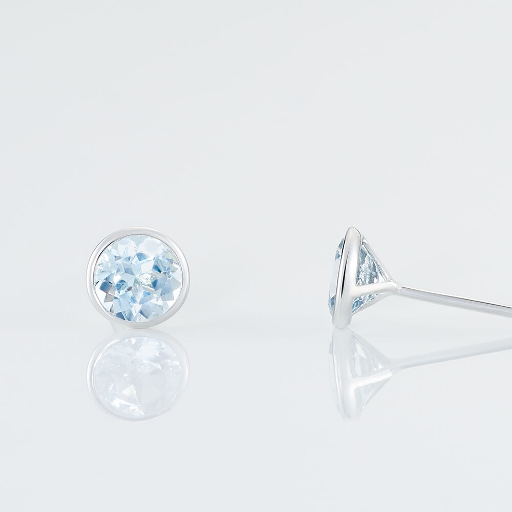 Boucles D'oreilles Puces Edy Serti Clos Or Blanc Topaze - Puces Femme | Marc Orian
