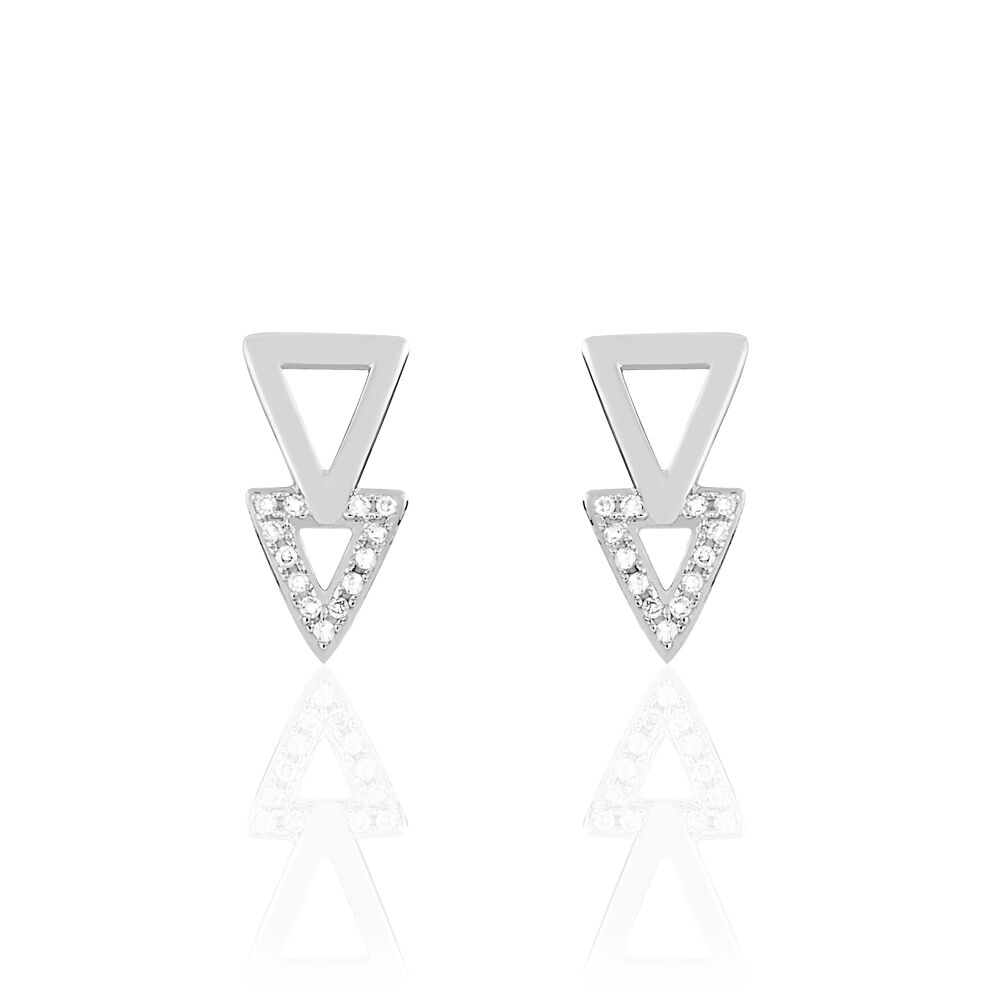 Boucles D'oreilles Puces Joy Or Blanc Diamant -  Femme | Marc Orian