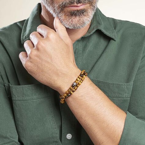 Bracelet Double Tour Boules Acier Gris Lachlan - Bracelets chaînes Homme | Marc Orian