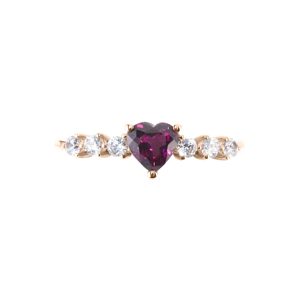 Bague Solitaire Accompagné Or Rose Samanta Rhodolite - Bagues avec pierre Femme | Marc Orian