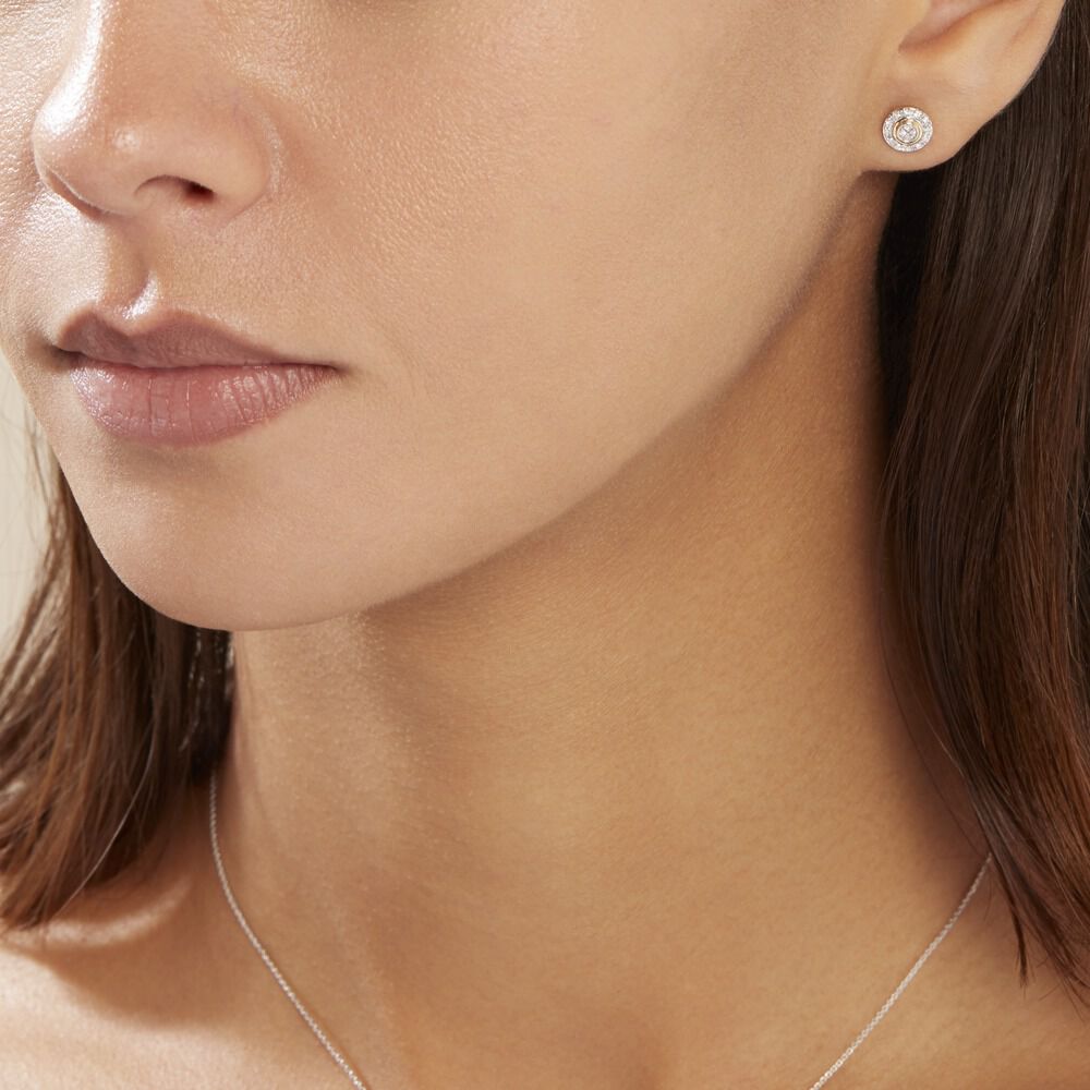 Boucles D'oreilles Puces Rosangela Or Bicolore Diamant Blanc -  Femme | Marc Orian