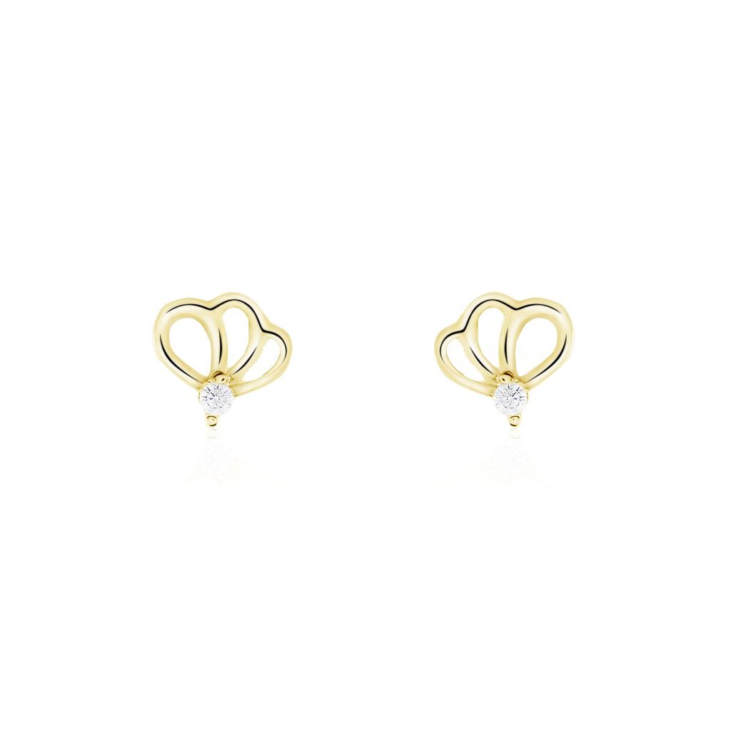 Boucles D'oreilles Puces Eleanor Fleur Or Jaune Oxyde De Zirconium - Puces Femme | Marc Orian