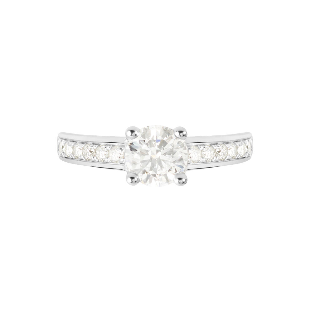 Bague Solitaire Accompagné Aramis Or Blanc Diamant Synthétique - Solitaires Femme | Marc Orian