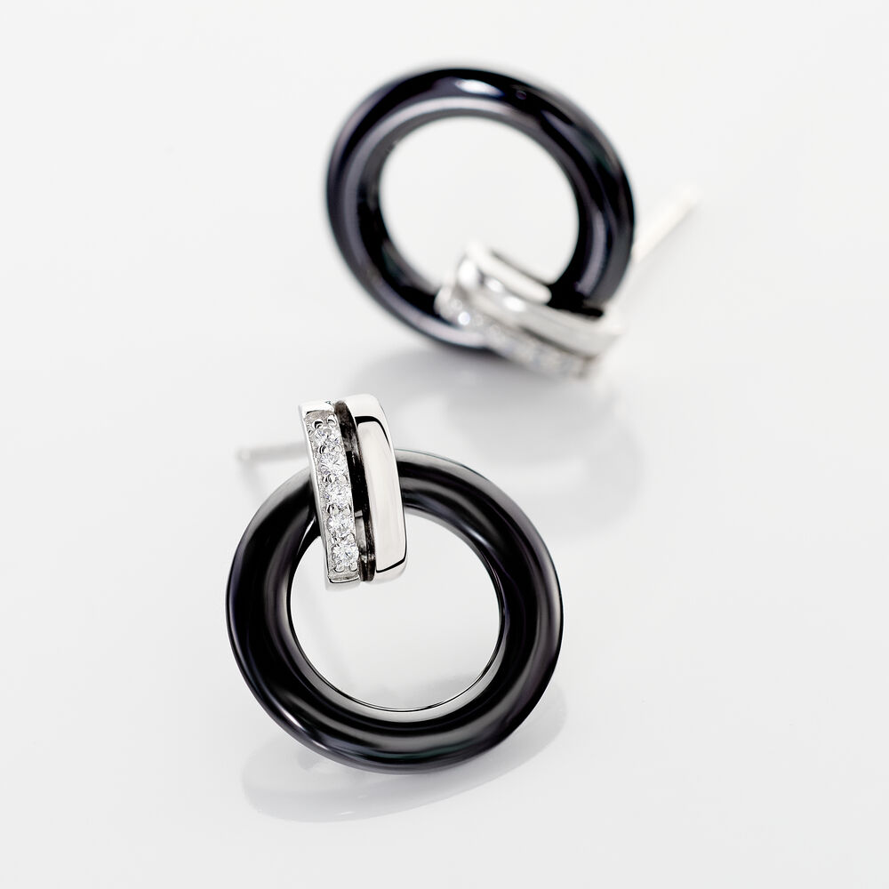 Boucles D'oreilles Pendantes Bertillianne Argent  C&eacute;ramique Et Oxyde - Pendantes Femme | Marc Orian
