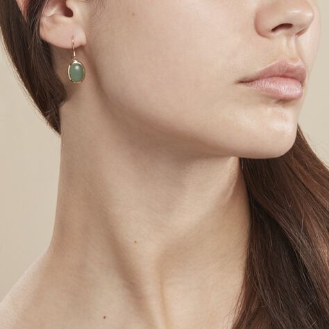 Boucles D'oreilles Pendantes Veina Plaqué Or Jaune Aventurine - Boucles d'oreilles Pendantes Femme | Marc Orian