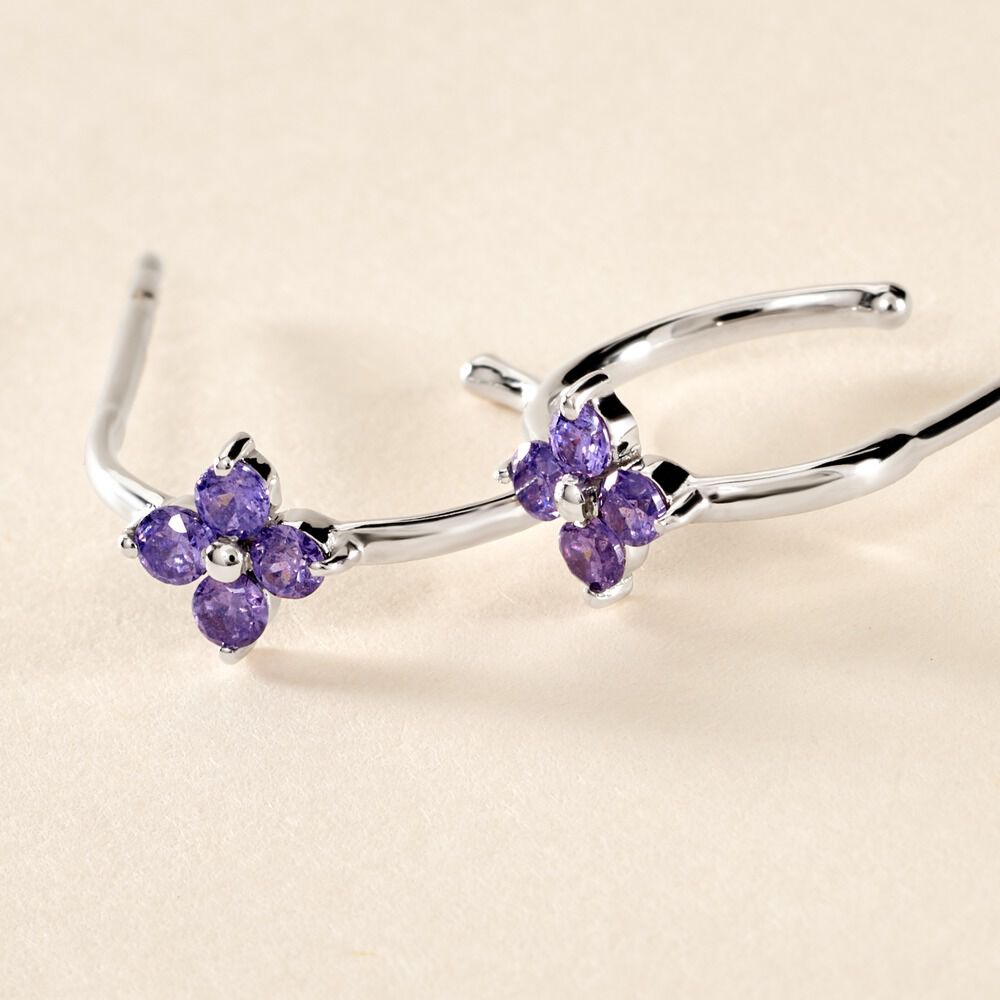 Creoles Argent Blanc Blossom Bash Oxyde De Zirconium - Cr&eacute;oles Femme | Marc Orian