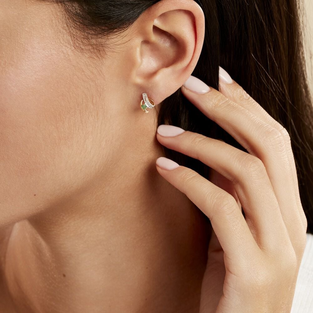Boucles D'oreilles Puces Loubra Or Jaune Emeraude - Puces Femme | Marc Orian