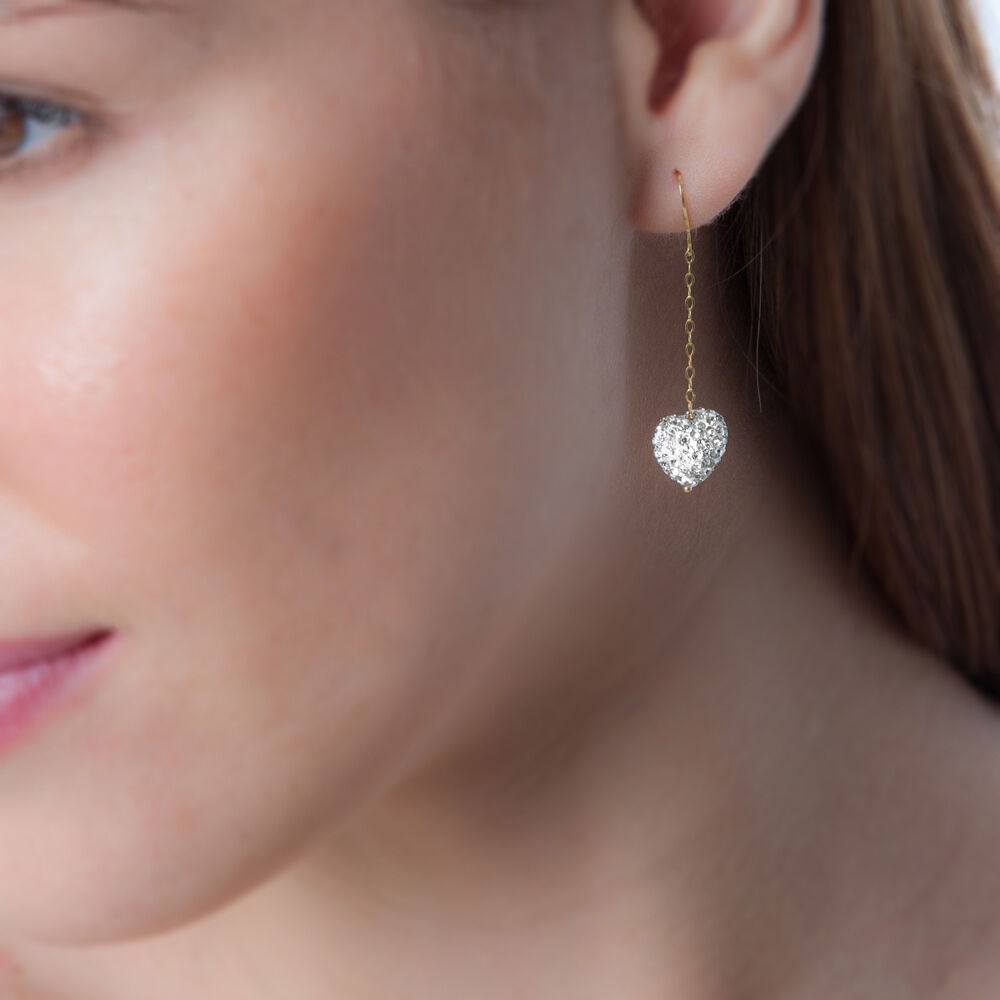 Boucles D'oreilles Pendantes Messaouda Or Jaune Strass - Pendantes Femme | Marc Orian