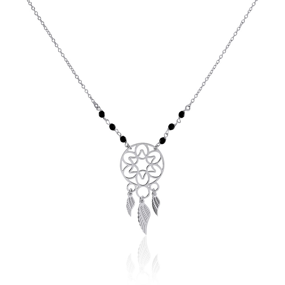 Collier Dream Catcher Argent Blanc Pierre De Synthese - Colliers avec pierres Femme | Marc Orian