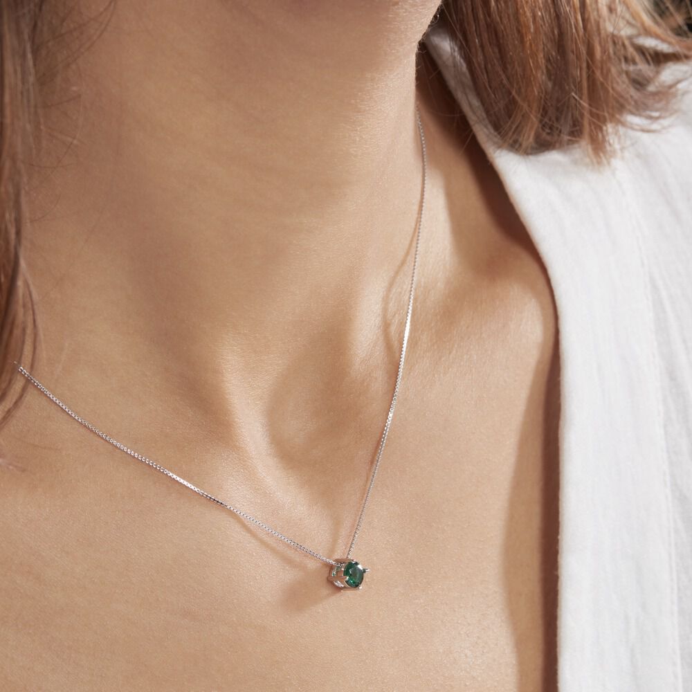 Collier Solitaire Argent Blanc Rio Santa Teresa Oxyde De Zirconium - Colliers solitaires Femme | Marc Orian