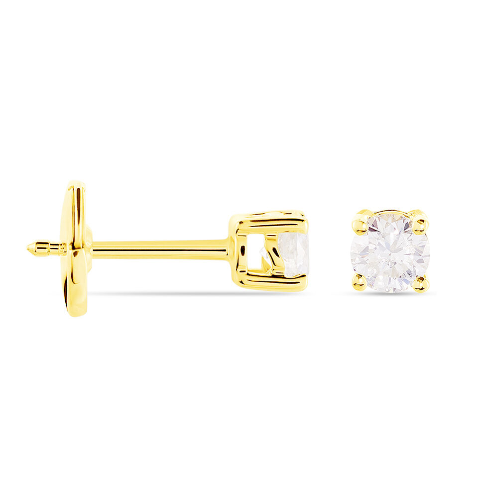 Boucles D'oreilles Puces Or Jaune Victoria Diamants - Puces Femme | Marc Orian