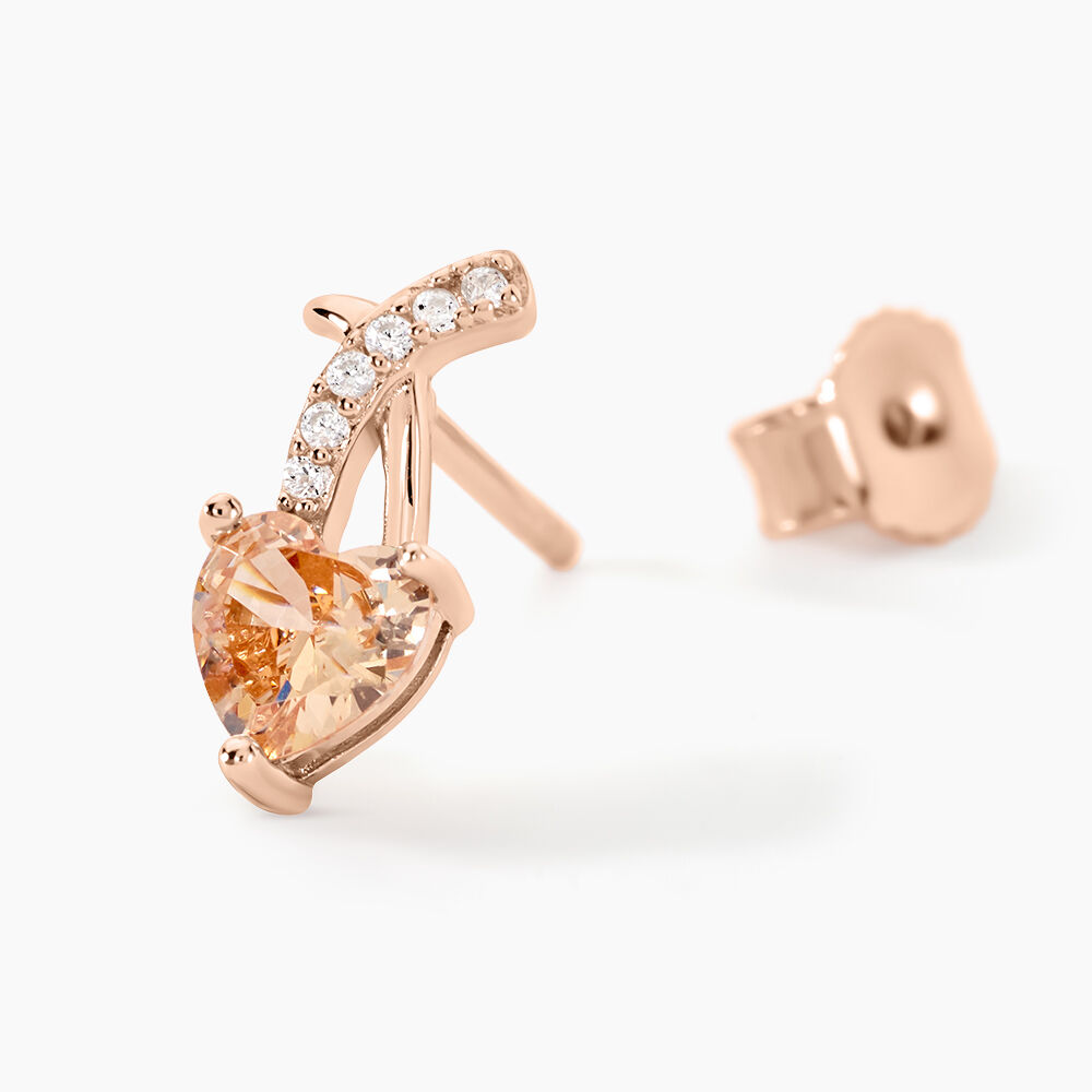 Boucles D'oreilles Puces Avalon Argent Rose Oxyde De Zirconium - Puces Femme | Marc Orian