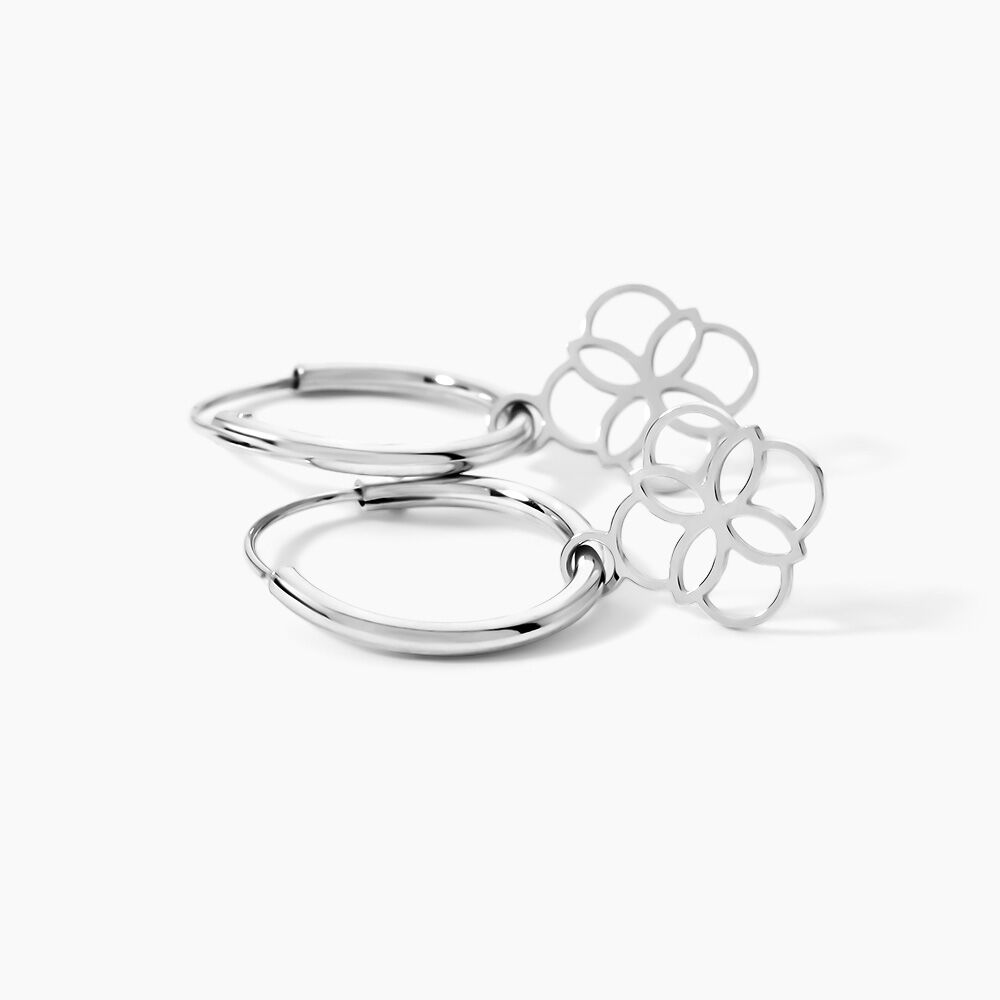 Creoles Elvyn Argent Blanc - Boucles d'oreilles pampille Femme | Marc Orian