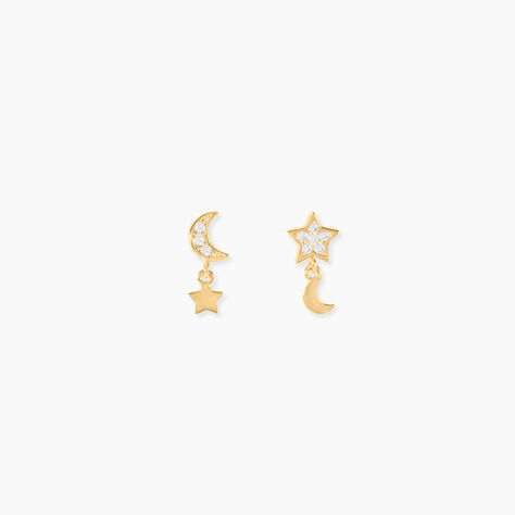 Boucles D'Oreilles Puces Idesbald Or Jaune Oxyde De Zirconium - Puces Femme | Marc Orian
