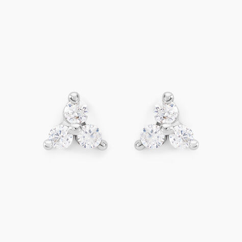 Boucles D'oreilles Puces Cassy Fleur Or Blanc Oxyde De Zirconium - Puces Femme | Marc Orian