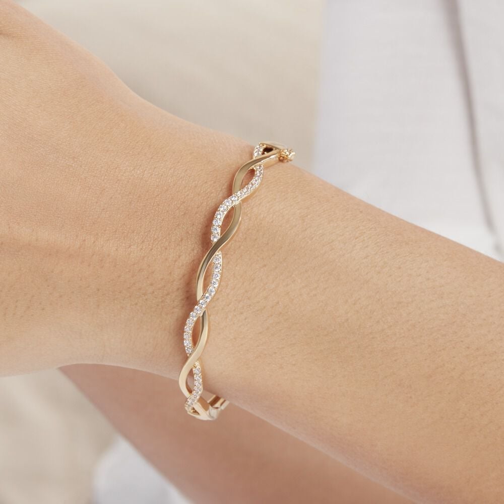 Bracelet Jonc Imae Plaqué Or Jaune Oxyde De Zirconium - Bracelets joncs Femme | Marc Orian
