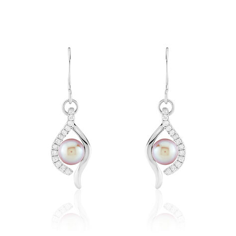 Boucles D'oreilles Pendantes Deniz Argent  Perle De Culture Et Oxyde - Pendantes Femme | Marc Orian