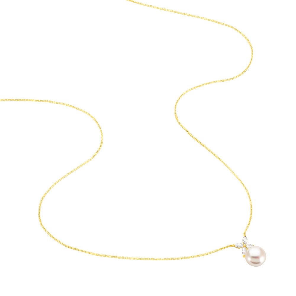 Collier Norah Or Jaune Perle De Culture Et Oxyde De Zirconium - Colliers avec pierres Femme | Marc Orian