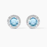 Boucles D'oreilles Puces Rio Argent Blanc Oxyde - Puces Femme | Marc Orian