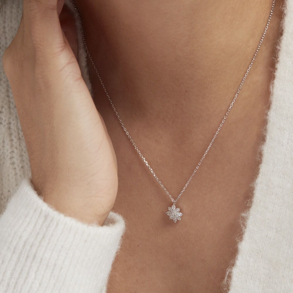 Collier Lorraine Argent Blanc Oxyde De Zirconium - Colliers avec pierres Femme | Marc Orian