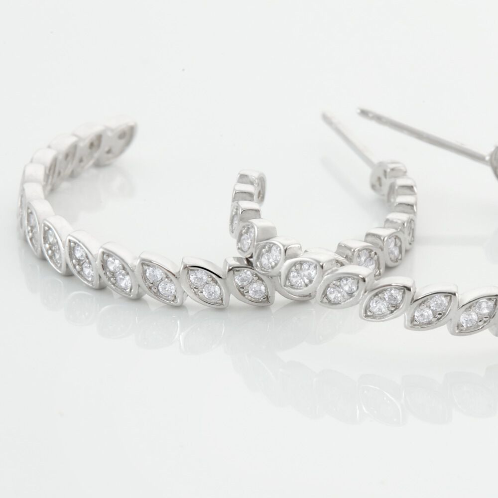 Cr&eacute;oles Juan Argent Blanc Oxyde De Zirconium - Cr&eacute;oles Femme | Marc Orian