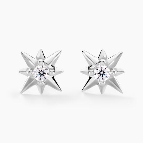Boucles D'oreilles Puces Semira Argent Blanc Oxyde De Zirconium - Puces Femme | Marc Orian