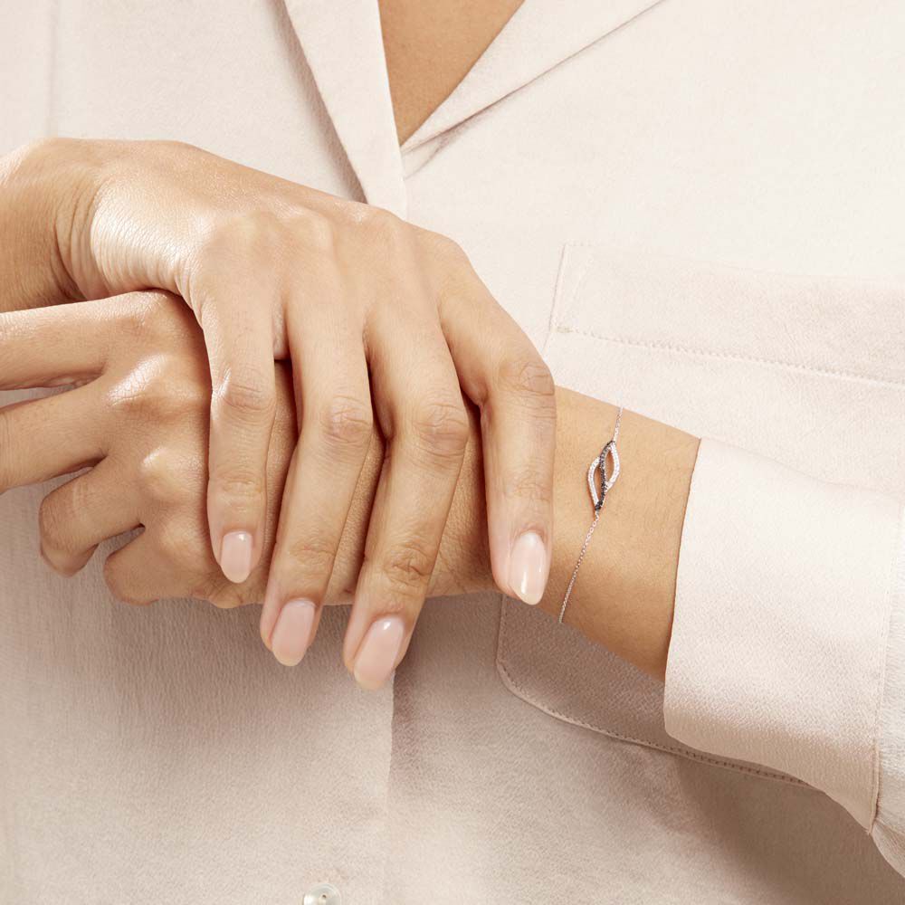 Bracelet Courbes Or Blanc Diamant - Bracelets chaînes Femme | Marc Orian
