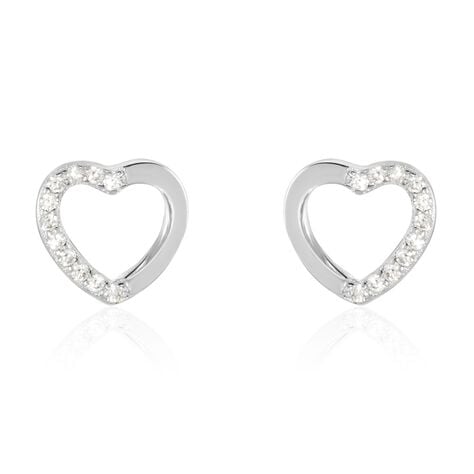 Boucles D'oreilles Puces Argent Blanc Saverio Oxydes De Zirconium - Puces Femme | Marc Orian