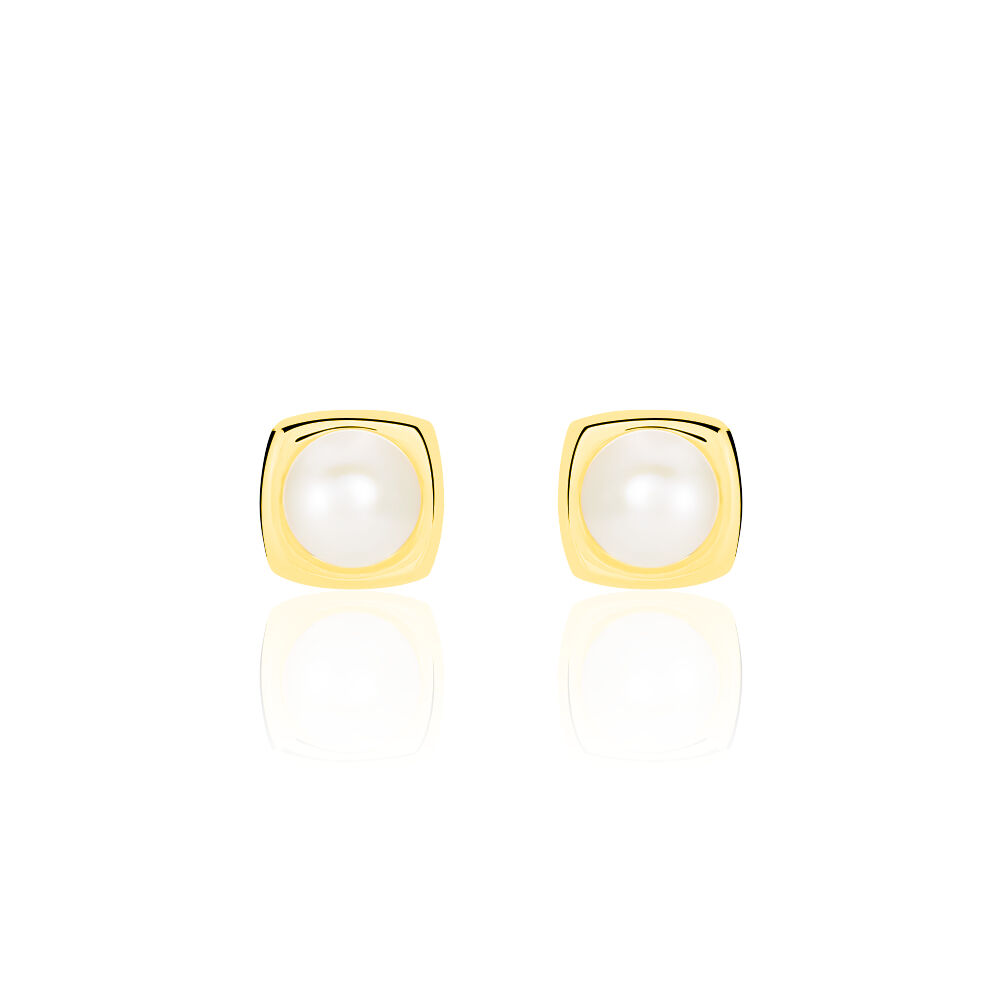 Boucles D'oreilles Puces Rhadia Or Jaune Perle De Culture - Puces Femme | Marc Orian