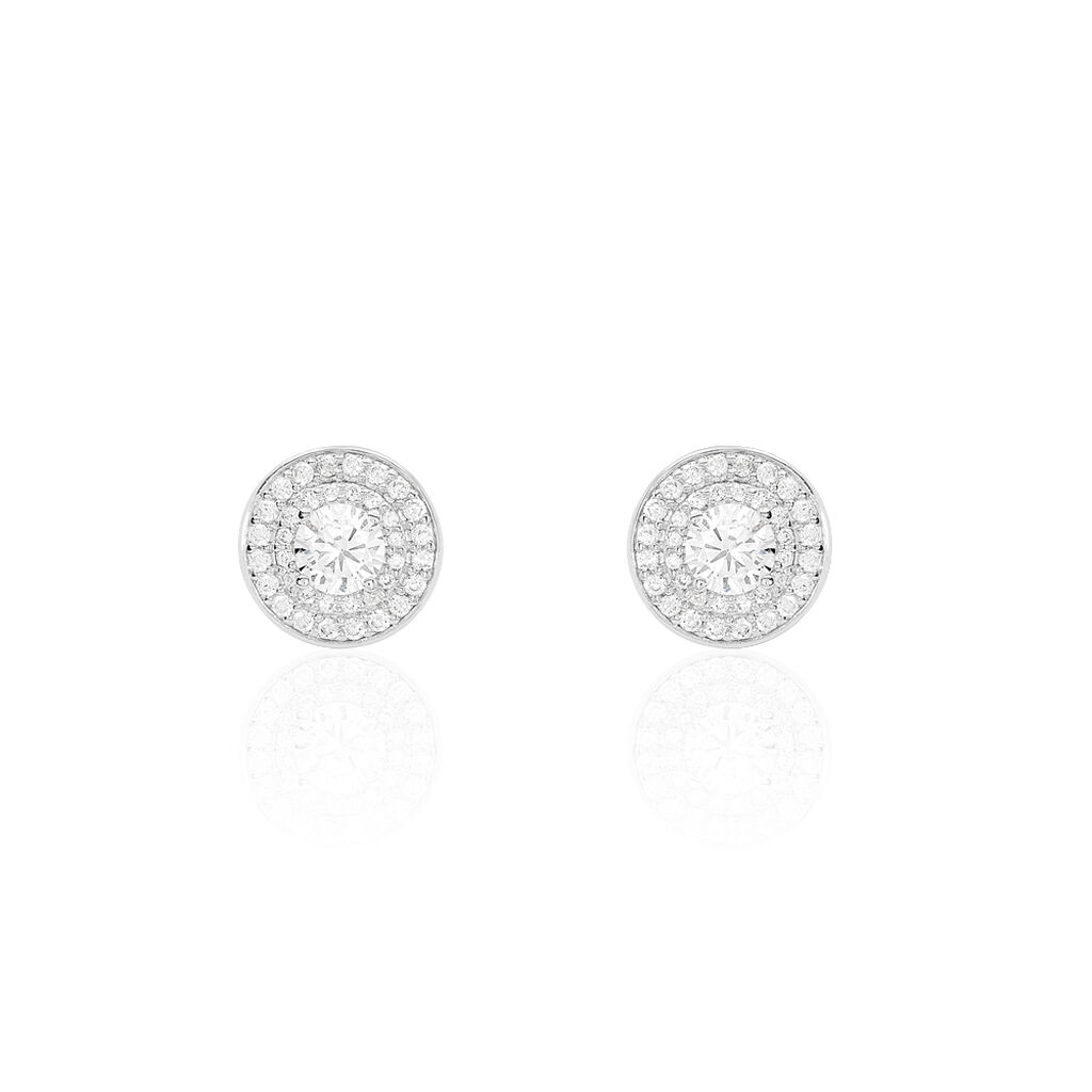 Boucles D'oreilles Puces Lumineuse Argent Blanc Oxyde De Zirconium - Puces Femme | Marc Orian