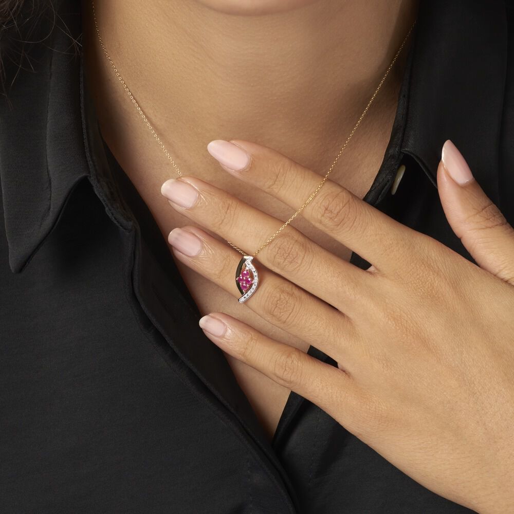 Collier Hoela Or Jaune Diamant Et Rubis - Colliers avec pierres Femme | Marc Orian