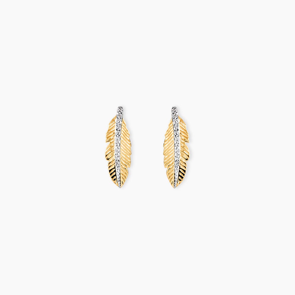 Boucles D'oreilles Puces Paola Or Jaune Diamant - Puces Femme | Marc Orian