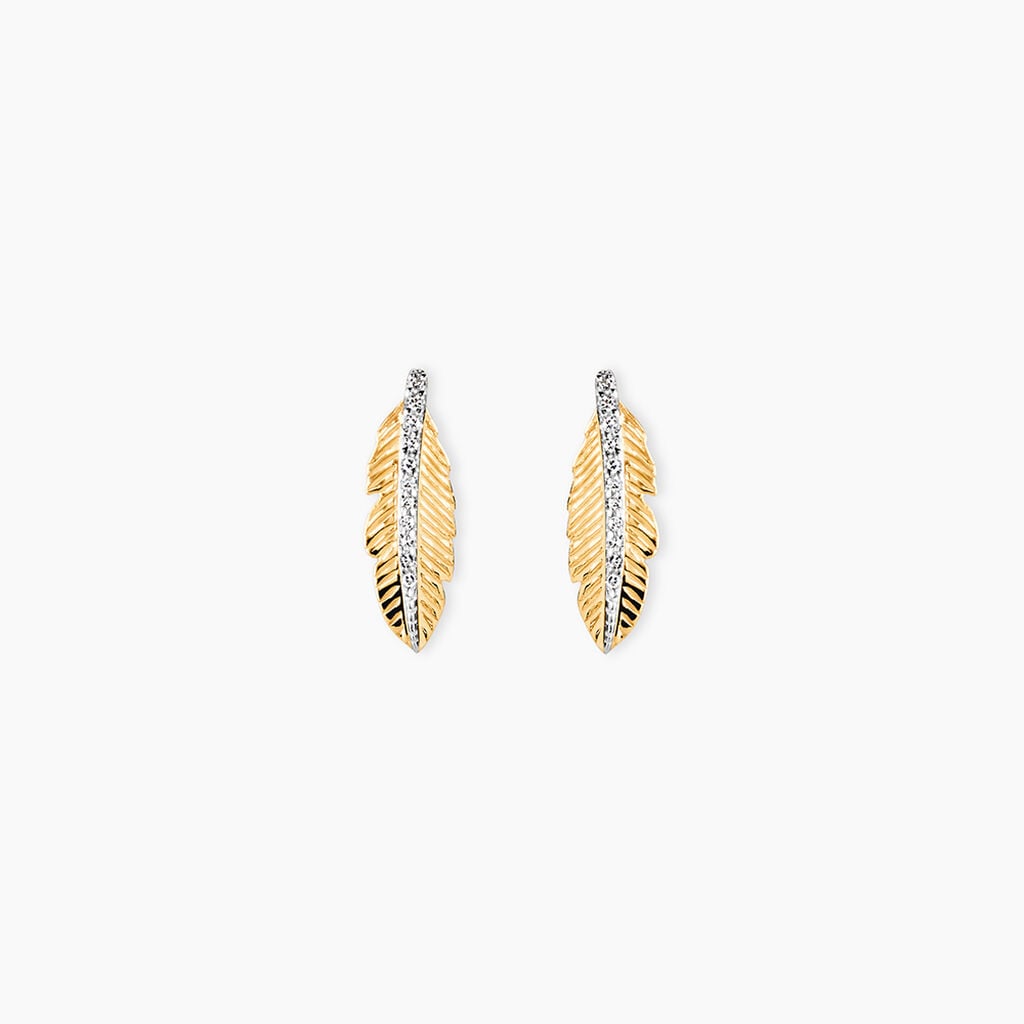 Boucles D'oreilles Puces Paola Or Jaune Diamant - Puces Femme | Marc Orian