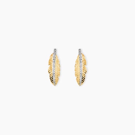 Boucles D'oreilles Puces Paola Or Jaune Diamant - Puces Femme | Marc Orian