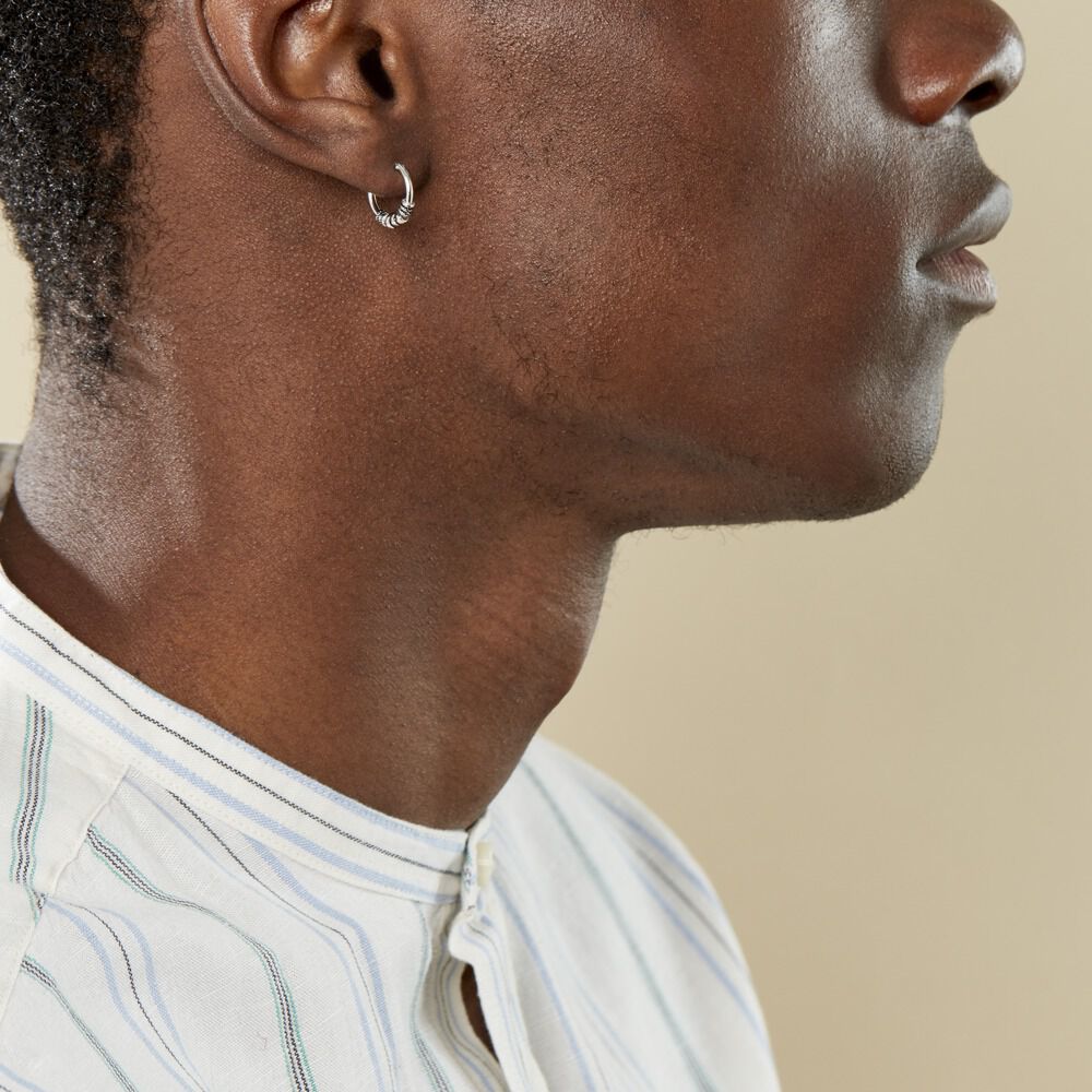 Créole Unitaire Ian Argent Blanc - Piercings d'oreilles Homme | Marc Orian